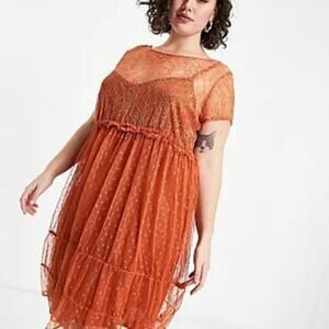Vero Moda Orange Lace Midi Dress